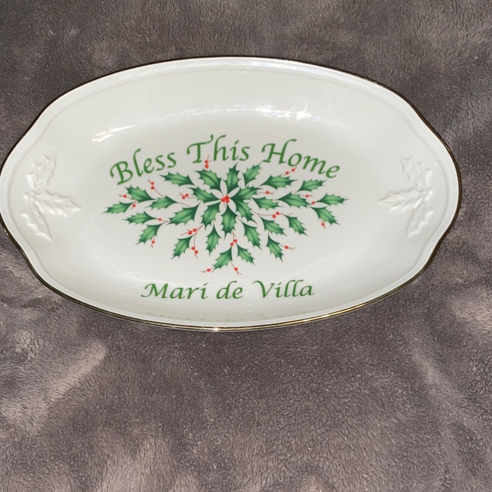 Lenox White Oval Holiday Serving Platter with Gold Trim